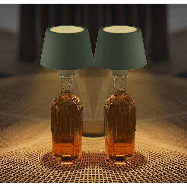 2er-Set LED Akku Tischlampe Flaschenlampe Tischleuchte mit Touchsensor 3000mAh - 2er-Set olivegrün