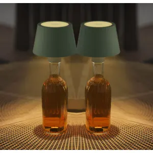 2er-Set LED Akku Tischlampe Flaschenlampe Tischleuchte mit Touchsensor 3000mAh - 2er-Set olivegrün
