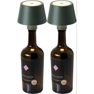 2er-Set LED Akku Tischlampe Flaschenlampe Tischleuchte mit Touchsensor 3000mAh - 2er-Set olivegrün
