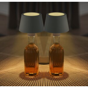 2er-Set LED Akku Tischlampe Flaschenlampe Tischleuchte...