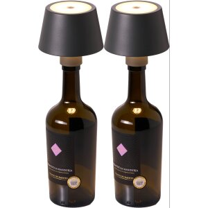 2er-Set LED Akku Tischlampe Flaschenlampe Tischleuchte mit Touchsensor 3000mAh Akku - 2er-Set grau