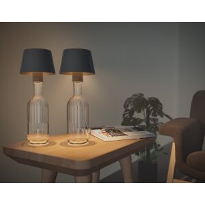 2er-Set LED Akku Tischlampe Flaschenlampe Tischleuchte mit Touchsensor 3000mAh Akku - 2er-Set grau