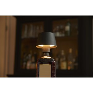 3in1 LED Tischlampe Flaschenleuchte in schwarz max. 45cm hoch mit 3000mAh Akku 200lm warmweißes