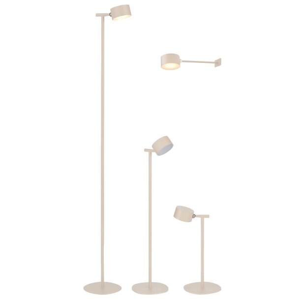 3-in-1 LED Akku Stehlampe  Dimmbar Flexibel als Steh- Tisch- & Wandleuchte Warmweißes Licht - beige