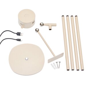 3-in-1 LED Akku Stehlampe  Dimmbar Flexibel als Steh- Tisch- & Wandleuchte Warmweißes Licht - beige