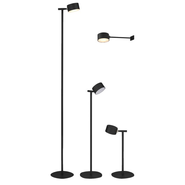 3-in-1 LED Akku Stehlampe  Dimmbar Flexibel als Steh- Tisch- & Wandleuchte Warmweißes - schwarz