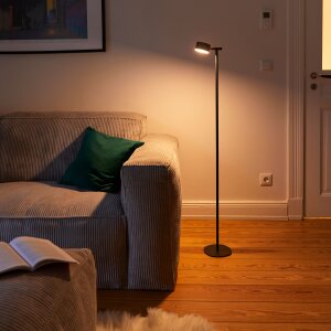 3-in-1 LED Akku Stehlampe  Dimmbar Flexibel als Steh- Tisch- & Wandleuchte Warmweißes - schwarz