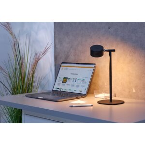 3-in-1 LED Akku Stehlampe  Dimmbar Flexibel als Steh- Tisch- & Wandleuchte Warmweißes - schwarz