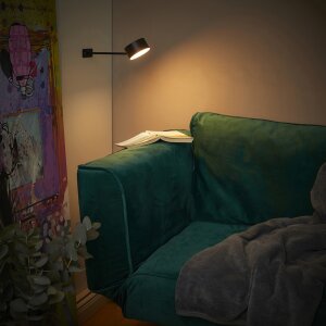 3-in-1 LED Akku Stehlampe  Dimmbar Flexibel als Steh- Tisch- & Wandleuchte Warmweißes - schwarz