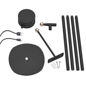 3-in-1 LED Akku Stehlampe  Dimmbar Flexibel als Steh- Tisch- & Wandleuchte Warmweißes - schwarz