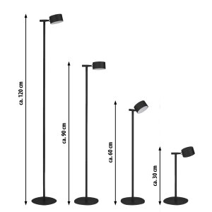 3-in-1 LED Akku Stehlampe  Dimmbar Flexibel als Steh- Tisch- & Wandleuchte Warmweißes - schwarz