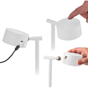 3-in-1 LED Akku Stehlampe  Dimmbar Flexibel als Steh- Tisch- & Wandleuchte Warmweißes Licht (3000K)