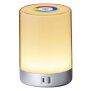 B-Ware LED Tischleuchte Tischlampe in Silber mit Touch-Taste Dimmfunktion Farbwechsel Ladeports Memoryfunktion Abschaltautomatikfunktion