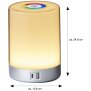 B-Ware LED Tischleuchte Tischlampe in Silber mit Touch-Taste Dimmfunktion Farbwechsel Ladeports Memoryfunktion Abschaltautomatikfunktion