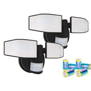 LED Batterie Strahler mit Bewegungsmelder und schwenkbaren Köpfen Schwarz 2er-Set