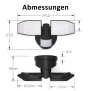 LED Batterie Strahler mit Bewegungsmelder und schwenkbaren Köpfen Schwarz 3er-Set