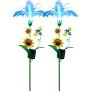 LED Solar Sonnenblume 2er-Set Gartenstecker mit Fiber Beleuchtung Glasfaser - 2er-Set RGB