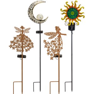 LED Solar Gartenstab Solarstecker Außenbereich mit Dämmerungssensor