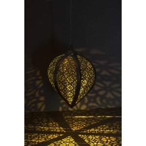 B-Ware LED Solar Metall Hängeleuchte LED Windlicht Dekolampe Dämmerungssensor - Schwarz
