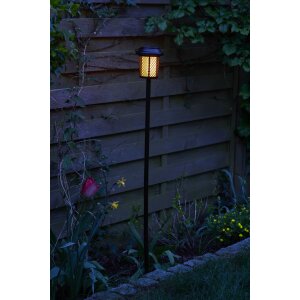 2-in-1 Solar-Tischlampe Gartenleuchte mit Dämmerungssensor wetterfest warmweiß, - schwarz