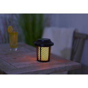 2-in-1 Solar-Tischlampe Gartenleuchte mit Dämmerungssensor wetterfest warmweiß, - schwarz