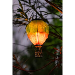 B-Ware LED Solar Laterne XL Heißluftballon Windlicht Metall-Gestell Kunststoff ca. 58 - Grün Lila XL