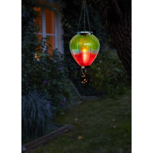 B-Ware LED Solar Laterne XL Heißluftballon Windlicht Metall-Gestell Kunststoff ca. 58 - Grün Lila XL