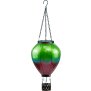 B-Ware LED Solar Laterne XL Heißluftballon Windlicht Metall-Gestell Kunststoff ca. 58 - Grün Lila XL