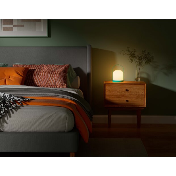 Klassische LED Batterie Laterne IP44 Spritzwassergeschützt Innen Außen 3 Farben Türkis