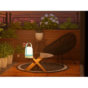 Klassische LED Batterie Laterne IP44 Spritzwassergeschützt Innen Außen 3 Farben Türkis