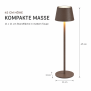 Modulare 3-in-1 LED Akku Tischlampe Taupe – Dimmbare Tisch- & Flaschenleuchte, IP54