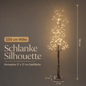 Festlicher 150 cm LED Baum mit Schneeverzierung  240 neutralweiße LEDs, 5 Meter Kabel &