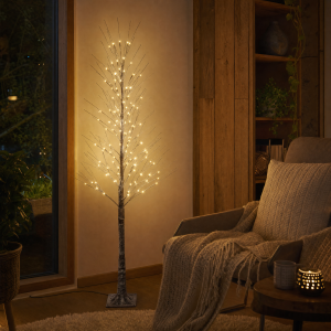 Festlicher 150 cm LED Baum mit Schneeverzierung  240 neutralweiße LEDs, 5 Meter Kabel &