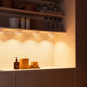 LED Akku Schranklichter Unterbauleuchte Spots 4er-Set Akzentbeleuchtung Bewegungsmelder