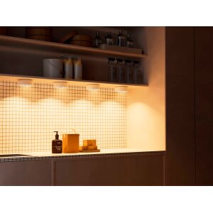 LED Akku Schranklichter Unterbauleuchte Spots 4er-Set Akzentbeleuchtung Funkverbindung mit Gestensteuerung