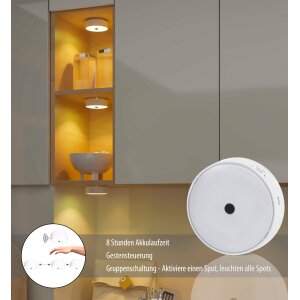 LED Akku Schranklichter Unterbauleuchte Spots 4er-Set Akzentbeleuchtung Funkverbindung mit Gestensteuerung