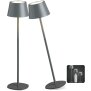 3in1 LED Tischlampe Flaschenleuchte max. 45cm hoch mit 3000mAh Akku 200lm warmweißes - Grau 2er-Set