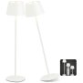 3in1 LED Tischlampe Flaschenleuchte max. 45cm hoch mit 3000mAh Akku 200lm warmweißes - Weiß 2er-Set