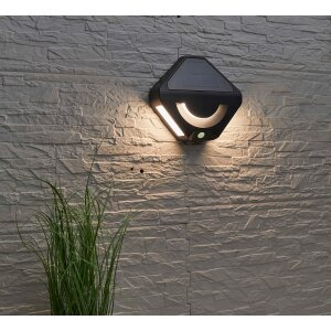 LED Wandleuchte Solar Außenbereich Dämmerungssensor 45 Auslösungen Nachtlicht Diamant