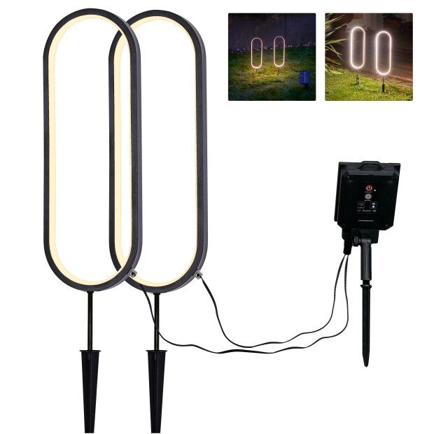 Solar LED Wegeleuchte Gartenleuchte Außenbeleuchtung warmweiß wasserdicht mit Solar Panel - oval