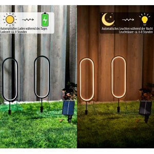 Solar LED Wegeleuchte Gartenleuchte Außenbeleuchtung warmweiß wasserdicht mit Solar Panel - oval