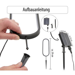 Solar LED Wegeleuchte Gartenleuchte Außenbeleuchtung warmweiß wasserdicht mit Solar Panel - oval