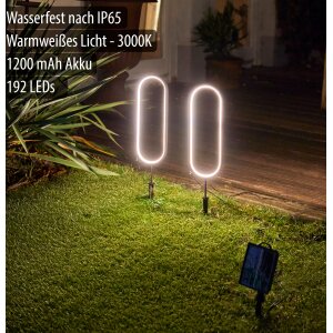 Solar LED Wegeleuchte Gartenleuchte Außenbeleuchtung warmweiß wasserdicht mit Solar Panel - oval