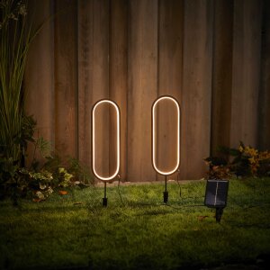 Solar LED Wegeleuchte Gartenleuchte Außenbeleuchtung warmweiß wasserdicht mit Solar Panel - oval