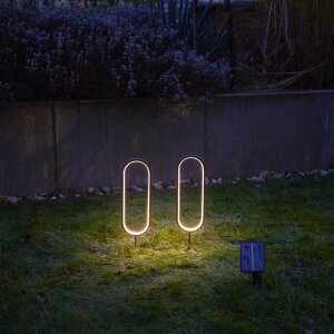 Solar LED Wegeleuchte Gartenleuchte Außenbeleuchtung warmweiß wasserdicht mit Solar Panel - oval