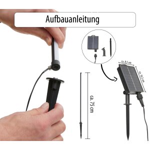 Solar LED Wegeleuchte Gartenleuchte Außenbeleuchtung warmweiß wasserdicht mit Solar Panel - gerade