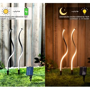 Solar LED Wegeleuchte Gartenleuchte Außenbeleuchtung warmweiß wasserdicht mit Solar Panel - twisted