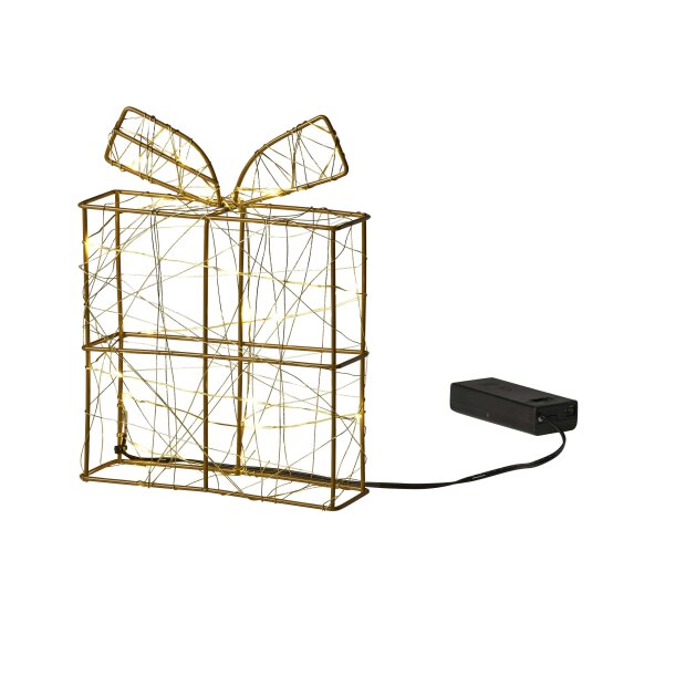 Northpoint LED Weihnachtsdeko aus Drahtgeflecht warmweißes Licht Timer Batteriebetrieben für Innen Geschenk gold