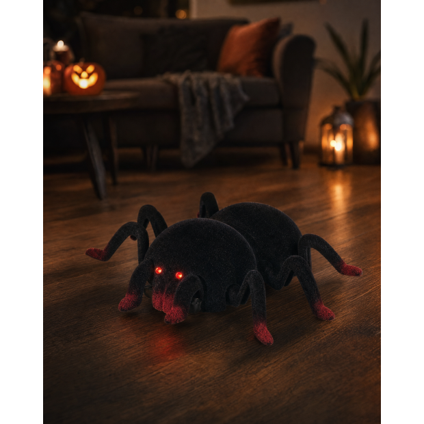 Ferngesteuerte Halloween-Spinne 360° Rotation Leuchtende Augen Bewegliche Beine Kletterfähig