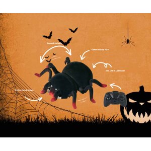 Ferngesteuerte Halloween-Spinne 360° Rotation Leuchtende Augen Bewegliche Beine Kletterfähig